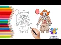 How to Draw Pennywise from IT and Color Him Scary Clown Tutorial