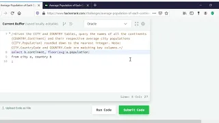 Average Population of Each Continent HackerRank SQL