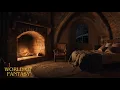 Cozy Medieval Castle Bedroom w Fireplace Snow Ambience - Crackling Fire Wind Sleep Sounds ASMR