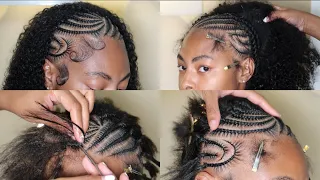 HOW TO Viral Half Braid Half Sew In Fulani Braid Style