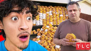 HE'S ADDICTED TO EATING CHEESEBURGERS