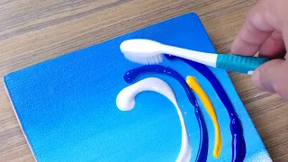 Easy Ocean Wave Painting | How to Paint with Toothbrush