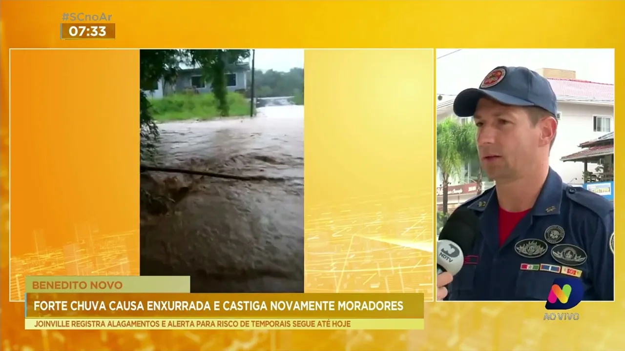 Forte chuva causa enxurrada e castiga novamente moradores em Benedito Novo