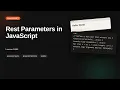 Rest Parameters in JavaScript JavaScript Tutorial for Beginners