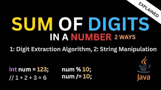 Sum of Digits in Java Two Solutions Math String Beginner Tutorial