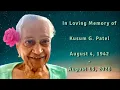 In Loving Memory of Kusum G Patel on Thursday August 20 2026 at 12 00 pm EST 9 30 pm IST