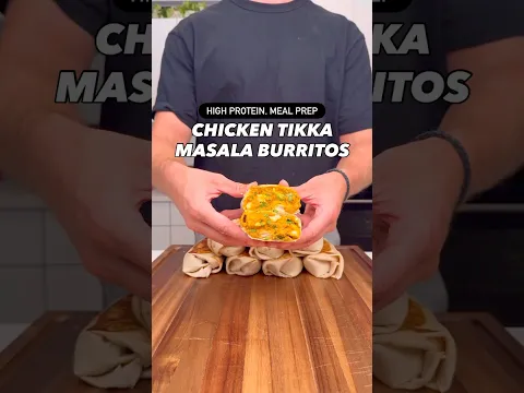 Macro-Friendly, High Protein Chicken Tikka Masala Burritos #shorts