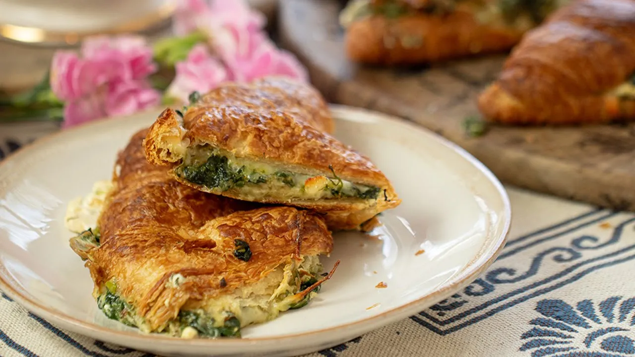 Spanakopita Filled Croissants (Spinach, feta, and lots of cheese)