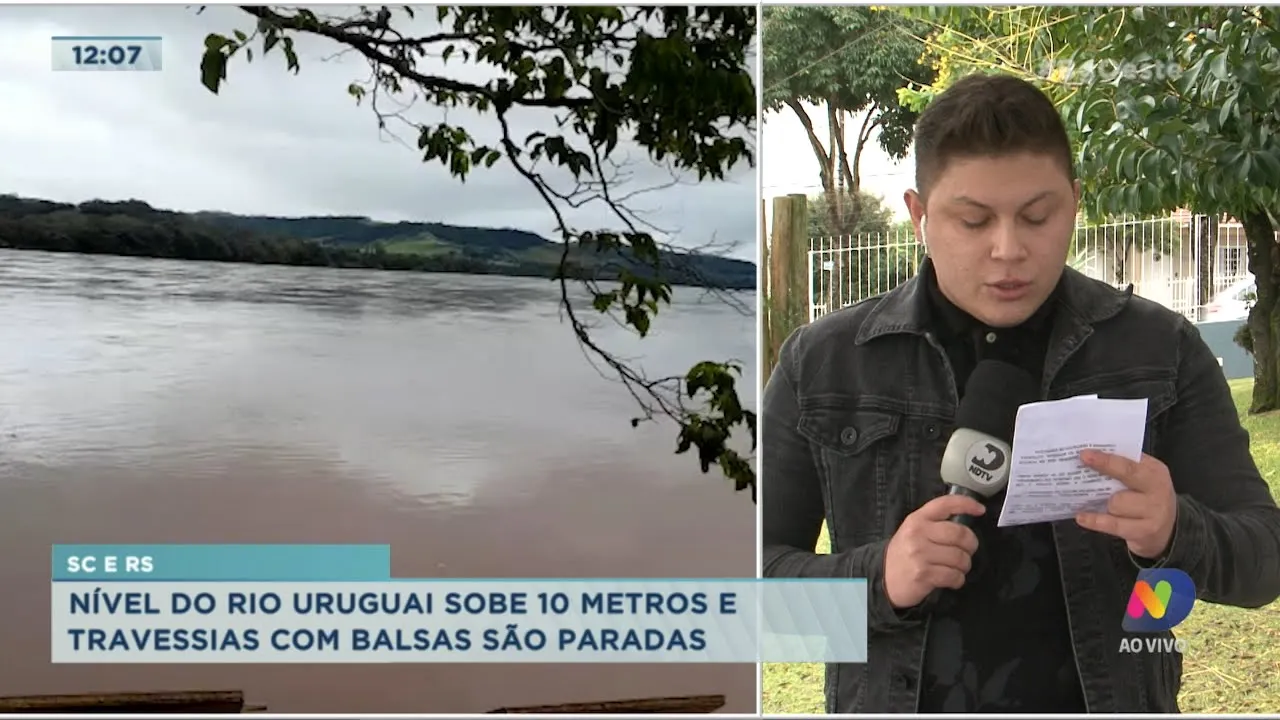 Nível do Rio Uruguai sobe 10 metros e travessias com balsas são paradas