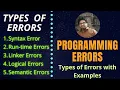 Types of Errors in C Errors in C Programming Languages with Example