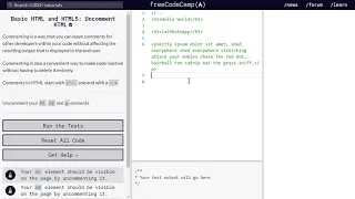 Learn Basic HTML and HTML5 Uncomment HTML freeCodeCamp