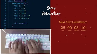 ASMR Programming - New Year Countdown JavaScript Snow Animation