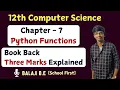 12th Computer Science - Chapter 7 Book Back three marks explained Python Functions Tamil