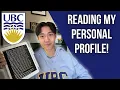 Reading my Personal Profile UBC Personal Profile Explained