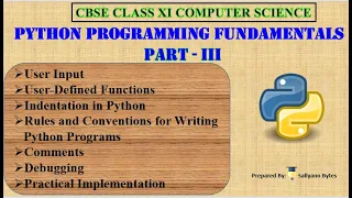 Python Fundamentals User Input Functions Indentations Comments Debugging Part 3 Class 11
