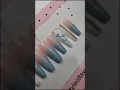 Blue ombre nails Long coffin press on nails presentation