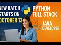 New Batch Starting Oct 13 Python Full Stack Java Developer Course Yajentio Training Academy