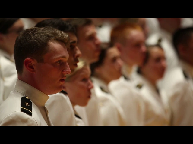 <em>The Naval Academy Glee CLub sings "The Navy Hymn" for the 75th anniversary of the attack on Pearl Harbor (USNA Music Department)</em>