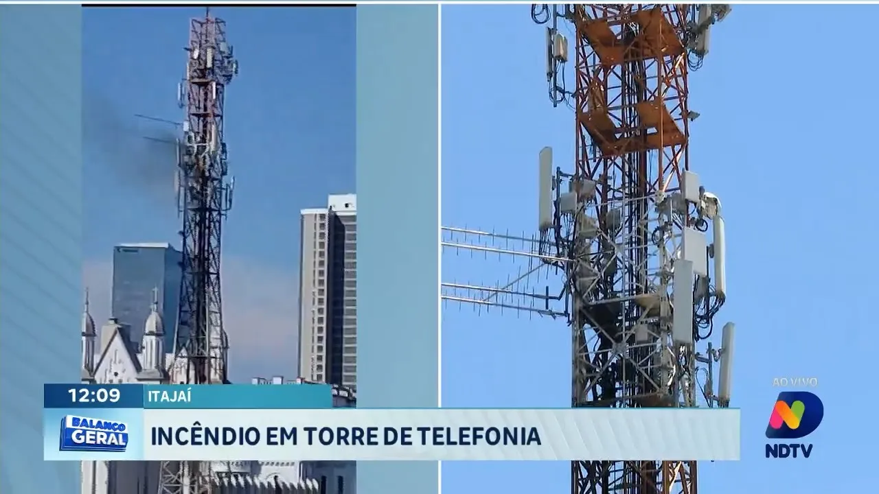 Incêndio em torre de telefonia, e câmera flagra momento que homem é morto a tiros em BC