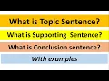 What is topic sentence what is conclusion sentence what is supporting sentence with examples