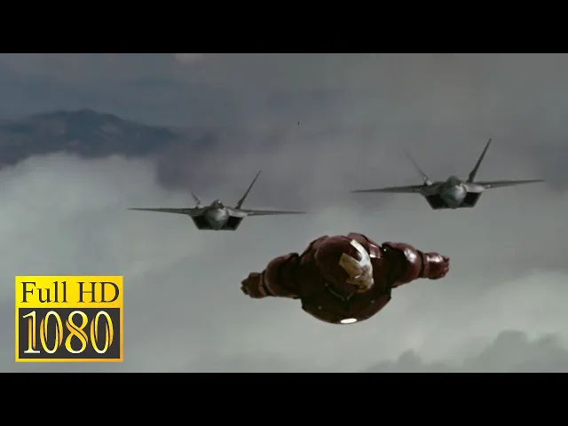 Download MP3 Tony Stark vs Two F-22 Raptor Fighters in the movie IRON MAN (2008)