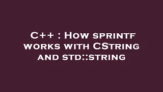 C How sprintf works with CString and std string