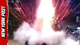 Moment Hot Pot Explodes At Dinner Table Sending Boiling Broth And Glowing Coals Flying
