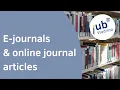 How to find e-journals and online journal articles