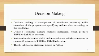 Python part 5 - Decision making Part 1