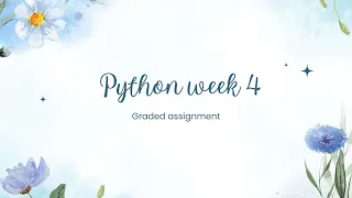 Python week 4 graded assignment IITM BS Degree