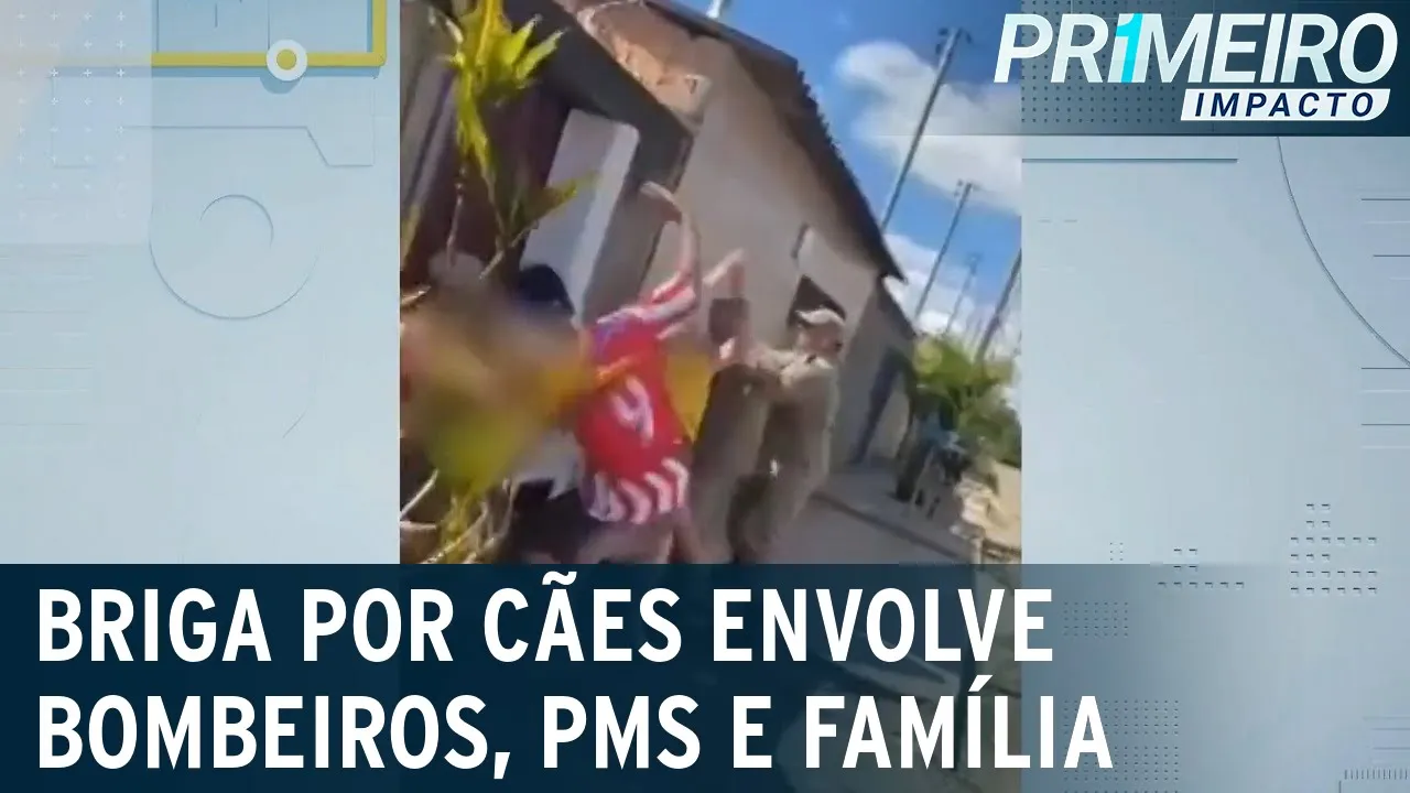 Pancadaria por conta de cachorros envolve família, bombeiros e PMs | Primeiro Impacto (28/07/23)