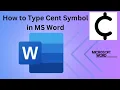 How to type the cent symbol or sign in Microsoft Word