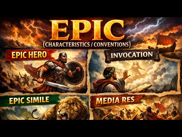 EPIC (CHARACTERISTICS/ CONVENTIONS) EPIC HERO, INVOCATION, EPIC SIMILE, MEDIA RES