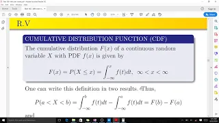 Continuous Random Variable the PDF and Cumulative Distribution Function