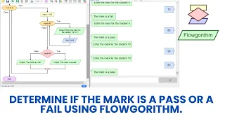 Determine if the mark is a pass or a fail using flowgorithm