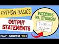 Output Statement Examples Python Course for Beginners Students Full Python Course Part 5