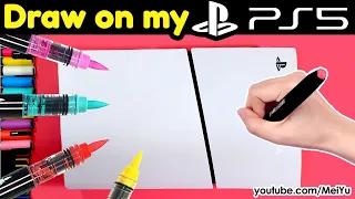 Did I RUIN My PlayStation 5? Freehand Draw & Customize PS5 New Art Challenge | Mei Yu