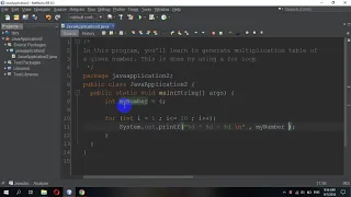 How ot Generate Multiplication Table using for loop