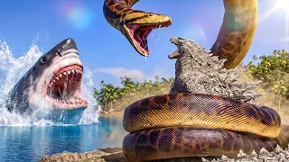 Most Awesome Godzilla vs Titanoboa and Other Snake Battles by Dazzling Divine