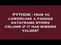 PYTHON How to lowercase a pandas dataframe string column if it has missing values