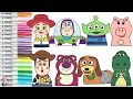 Disney Pixar Toy Story Coloring Book Compilation Buzz Woody Jessie Slinky Dog Alien Rex Hamm
