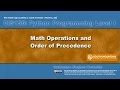 Python 01D - Math Operations and Precedence