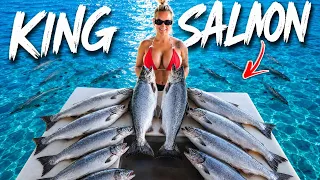 Fishing CLEAN CLEAR WATER For KING SALMON In the SUMMER CATCH AND COOK