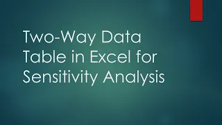 Two-Way Data Table in Excel for Sensitivity Analysis