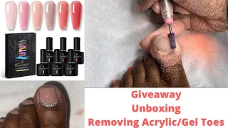 Removing AcrylicHard Gel Toes | BORN PRETTY Unboxing | GIVEAWAY | How I paint my toes- NO ACRYLIC