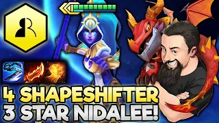 3 Star Nidalee - 4 Shapeshifter Carry!! | TFT Uncharted Realms | Teamfight Tactics