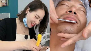  asmr shave face shave ears and remove acne the master is young beautiful but skilled no talking