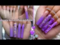 PURPLE SPRING POLYGEL NAILS GLITTER OMBRE NAIL ART Nail Tutorial