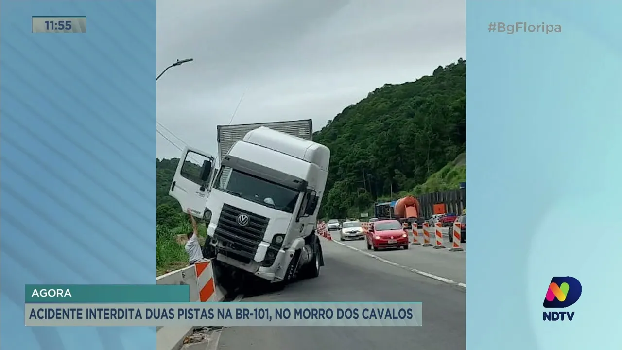 Acidente interdita duas pistas na br-101, no Morro dos Cavalos em Palhoça