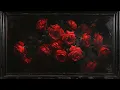 Vintage Red Roses Painting Black Frame TV Art TV wallpaper Art TV Screensaver Art 2Hrs